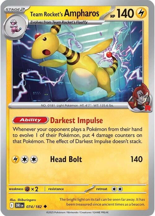 Destined Rivals Team Rocket's Ampharos #74/182